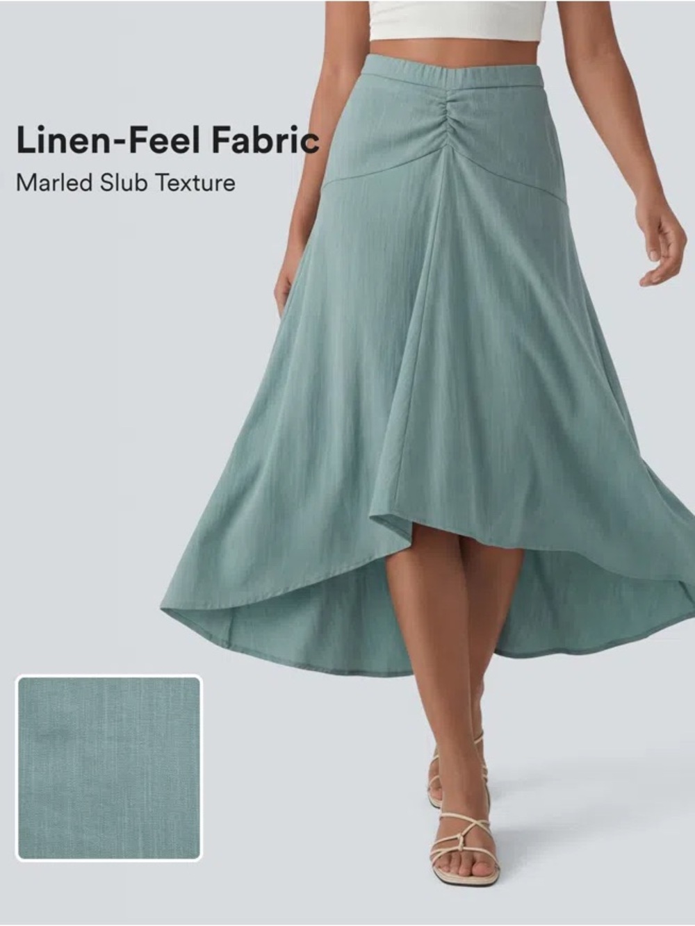 High Waisted High Low Maxi Casual Linen-Feel Skirt